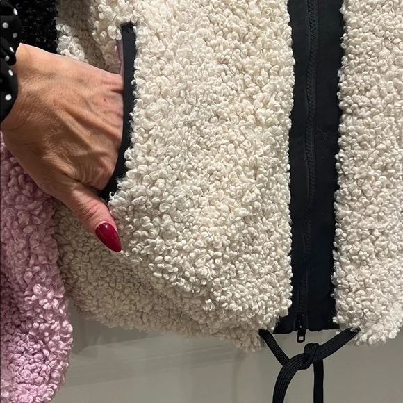 For Love and Lemons Cozy Zip-Up Jacket Colorblock floral stand collar Teddy bear - Picture 8 of 12